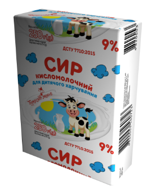 Сир кисломолочний для дитячого харчування дітей дошкільного і шкільного віку 9% жиру, 250 г / ТМ Переяслав Молоко